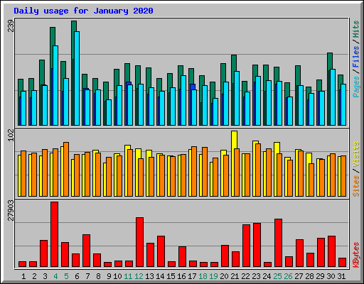 Daily usage for January 2020