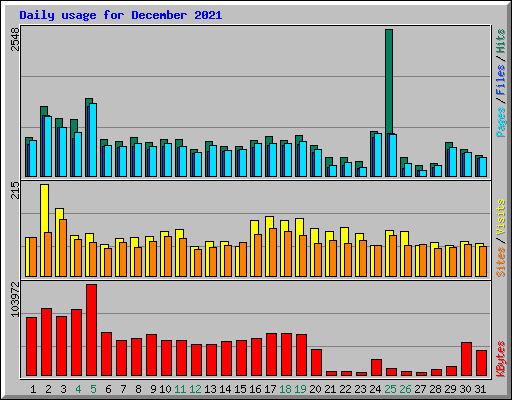 Daily usage for December 2021