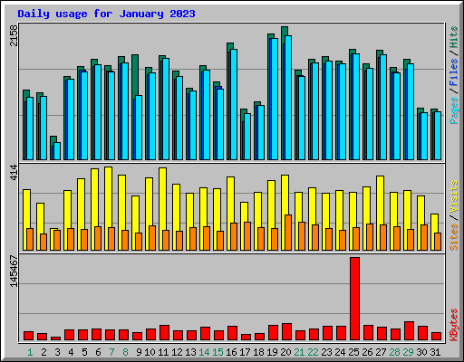 Daily usage for January 2023