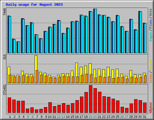 Daily usage for August 2023