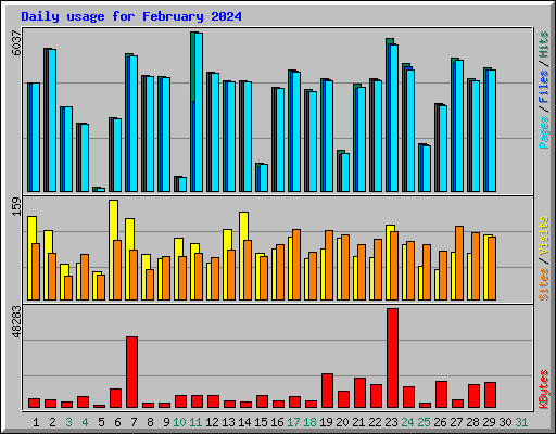 Daily usage for February 2024