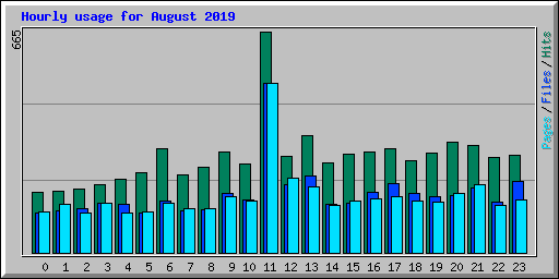 Hourly usage for August 2019